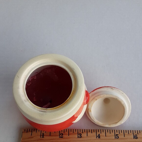 Vintage MCM Christmas Pottery Santa Holiday Candle Trinket Jar made in Japan - Picture 7 of 8